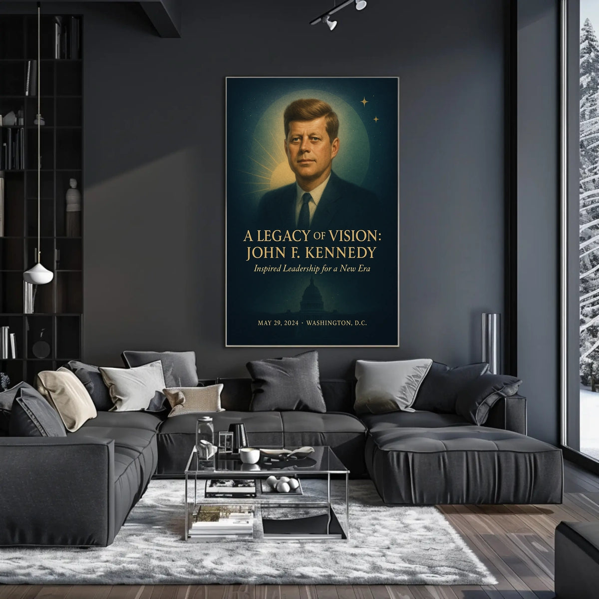 JFK Commemorative Leadership Poster: Vintage Celestial Tribute