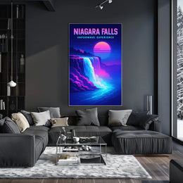 Niagara Falls Vaporwave Experience Poster PosterGoat