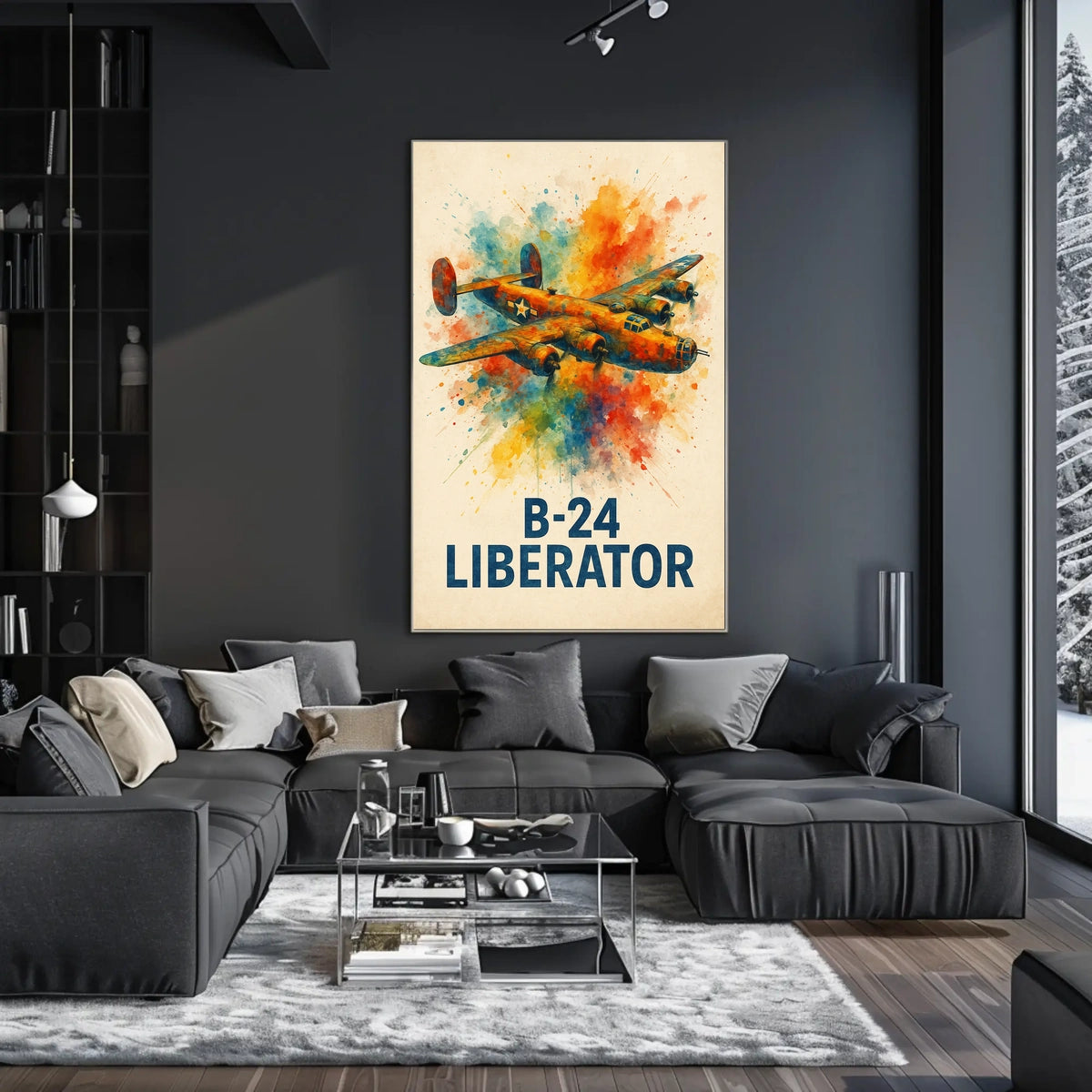 B-24 Liberator WWII Airplane Art Poster Print