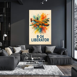 B-24 Liberator WWII Airplane Art Poster Print