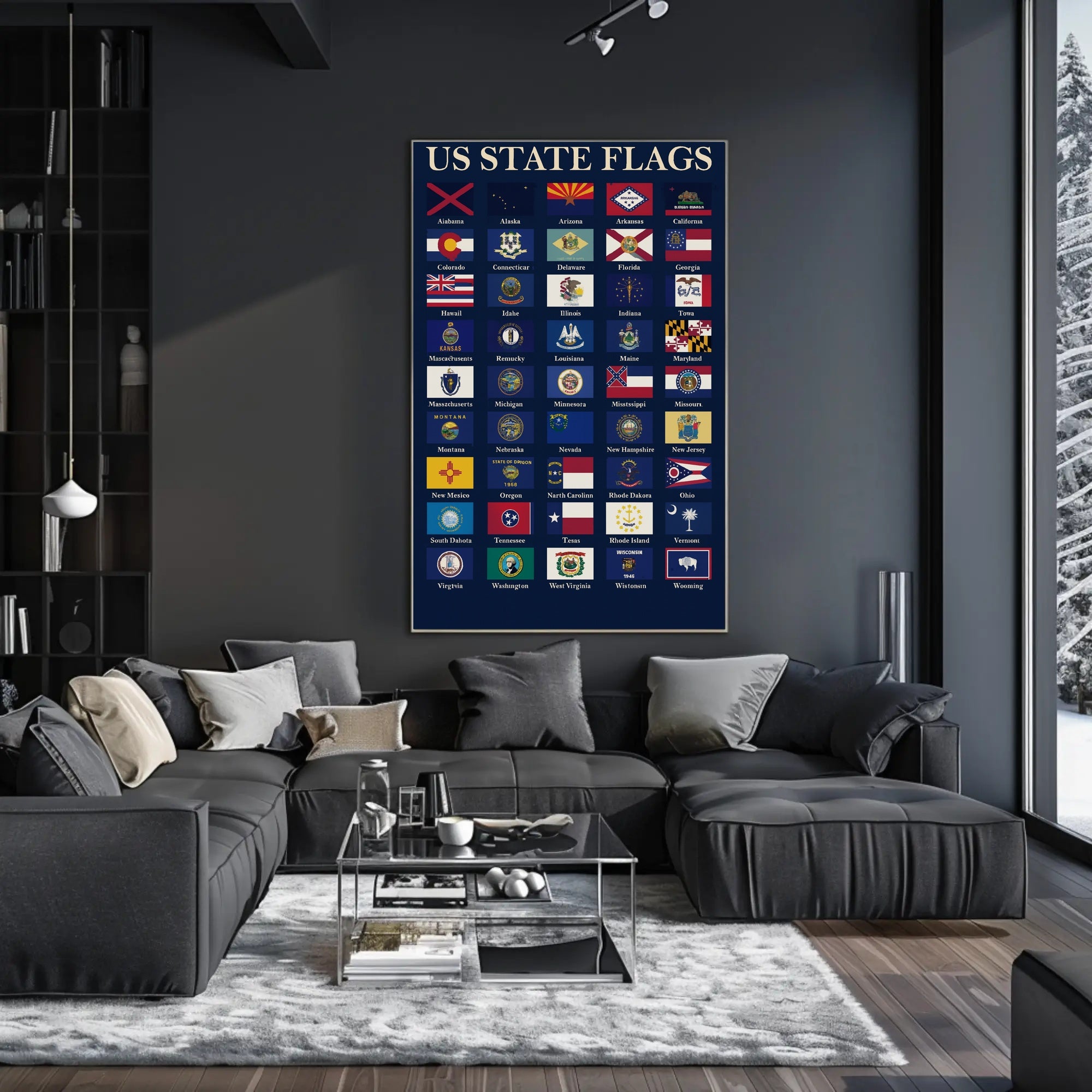 American State Flags with Playful Twist Educational or Infographic Poster