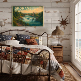 Spokane Nature and City Unite Travel Poster