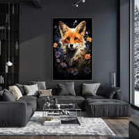 Enchanted Fox and Floral Night Art Poster