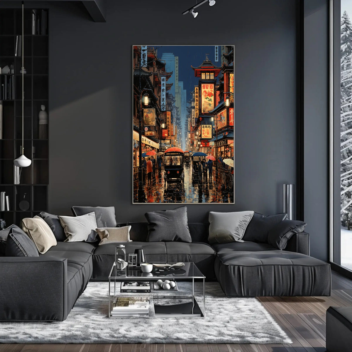 Vibrant Asian City Street Scene Historical Heritage Poster