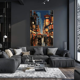 Vibrant Asian City Street Scene Historical Heritage Poster