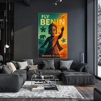 Fly Benin Vibrant Travel Adventure Poster PosterGoat