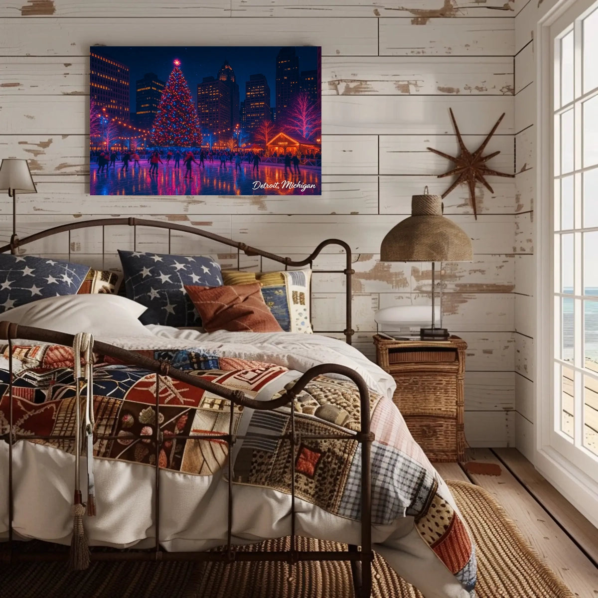 Holiday Skating in Detroit Poster