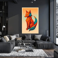 Geometric Fox With Headphones Poster