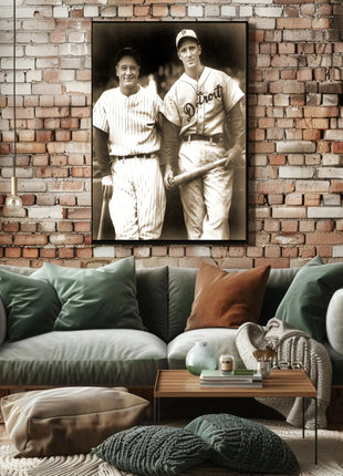 Vintage Detroit Baseball Players Sepia Sports Poster