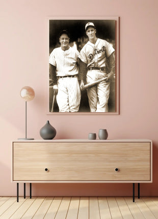 Vintage Detroit Baseball Players Sepia Sports Poster