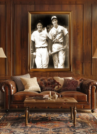 Vintage Detroit Baseball Players Sepia Sports Poster