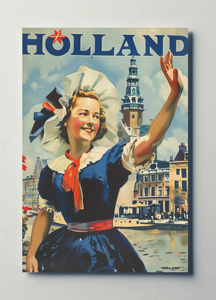 Vintage Holland Travel Poster Celebrates Traditional Dutch Heritage