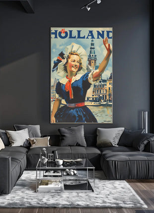 Vintage Holland Travel Poster Celebrates Traditional Dutch Heritage
