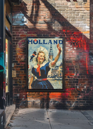 Vintage Holland Travel Poster Celebrates Traditional Dutch Heritage