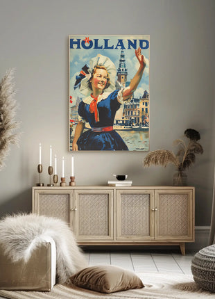 Vintage Holland Travel Poster Celebrates Traditional Dutch Heritage