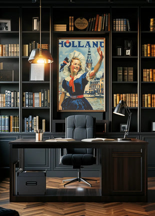 Vintage Holland Travel Poster Celebrates Traditional Dutch Heritage