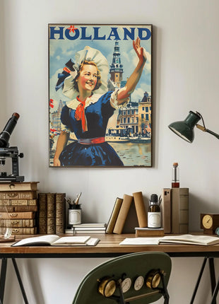 Vintage Holland Travel Poster Celebrates Traditional Dutch Heritage