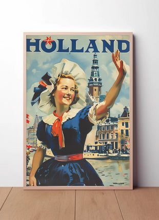 Vintage Holland Travel Poster Celebrates Traditional Dutch Heritage
