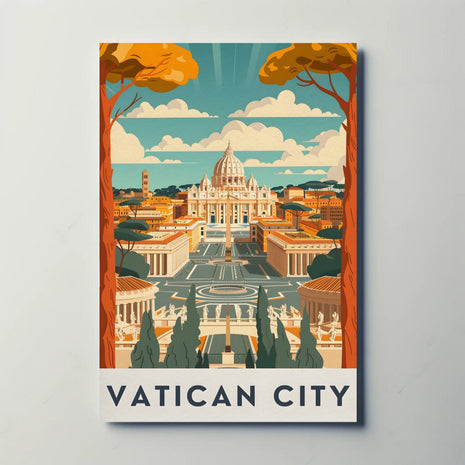 Vatican City Retro Travel Art Poster