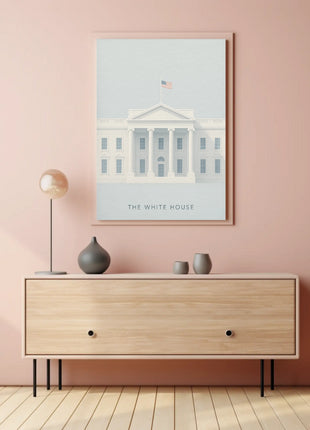 White House Landmark Illustration Historical or Presidential Poster