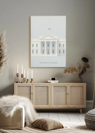 White House Landmark Illustration Historical or Presidential Poster