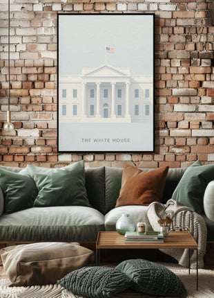 White House Landmark Illustration Historical or Presidential Poster