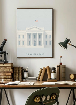 White House Landmark Illustration Historical or Presidential Poster