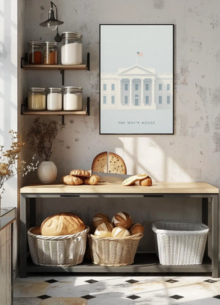 White House Landmark Illustration Historical or Presidential Poster