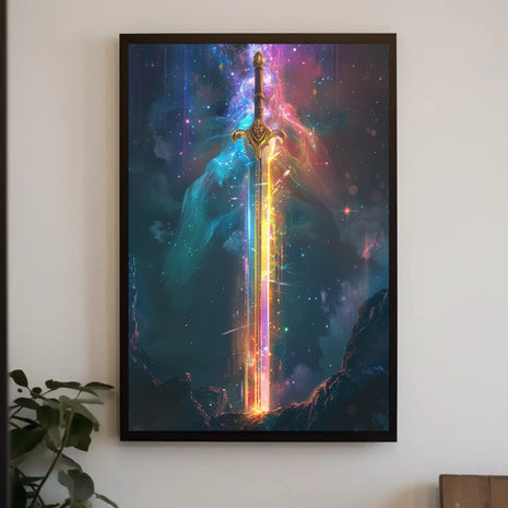 Epic Sword in Cosmic Fantasy Futuristic Sci-Fi Poster