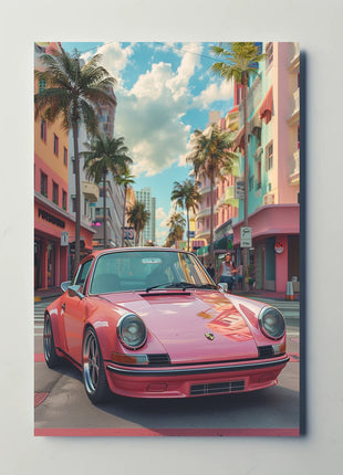 Vintage Miami Art Deco Car Travel Poster