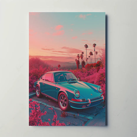 Vintage Sports Car Scenic Road Art Poster