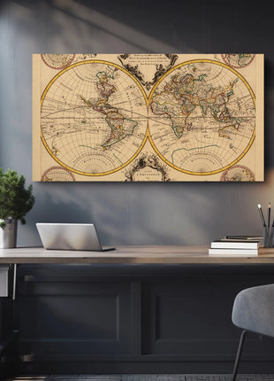 18th Century World Map Historical Poster