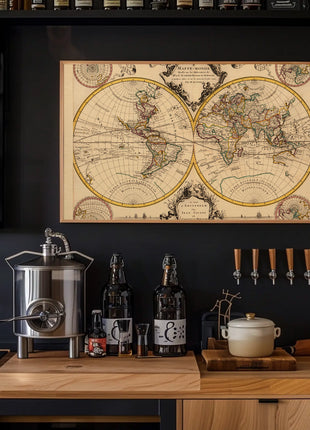 18th Century World Map Historical Poster