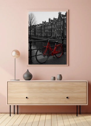 Amsterdam Red Bicycle Nostalgia Travel Poster