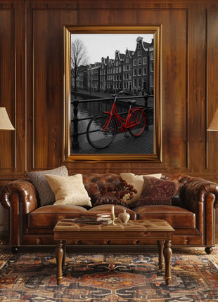 Amsterdam Red Bicycle Nostalgia Travel Poster