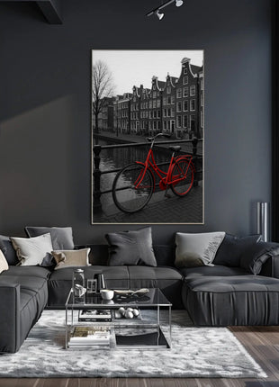 Amsterdam Red Bicycle Nostalgia Travel Poster