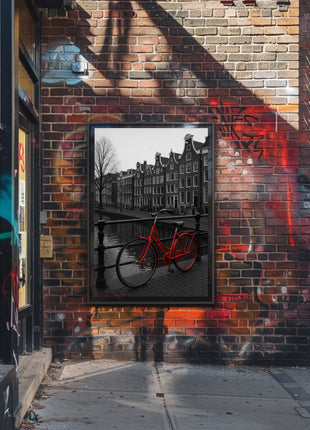 Amsterdam Red Bicycle Nostalgia Travel Poster