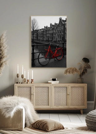 Amsterdam Red Bicycle Nostalgia Travel Poster