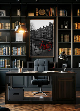 Amsterdam Red Bicycle Nostalgia Travel Poster