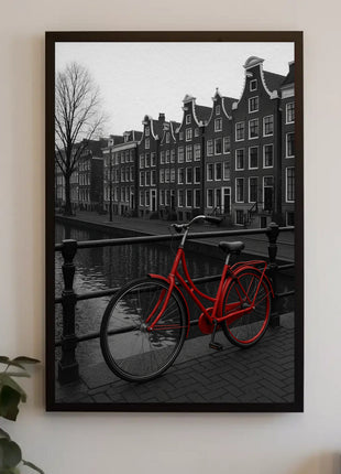Amsterdam Red Bicycle Nostalgia Travel Poster
