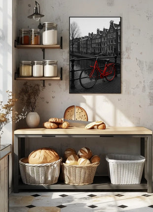 Amsterdam Red Bicycle Nostalgia Travel Poster