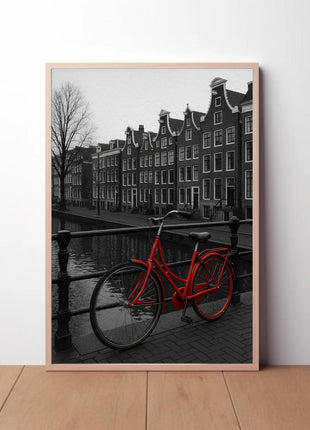 Amsterdam Red Bicycle Nostalgia Travel Poster