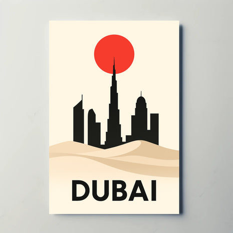 Dubai Skyline at Dusk Elegant Travel Poster