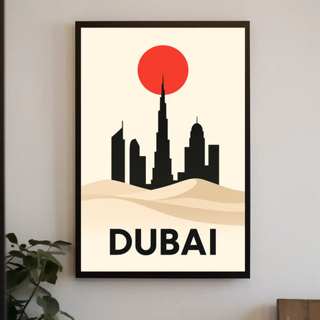 Dubai Skyline at Dusk Elegant Travel Poster