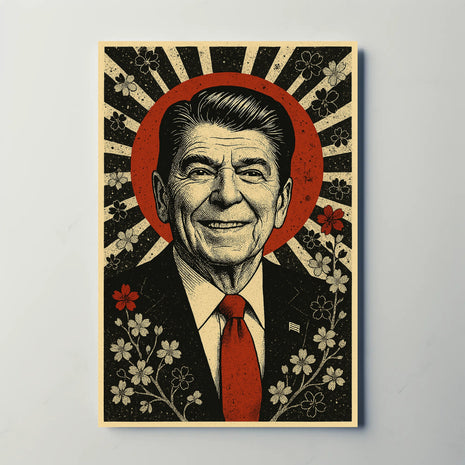 Smiling Leader Vintage Mid-Century Political Propaganda Poster