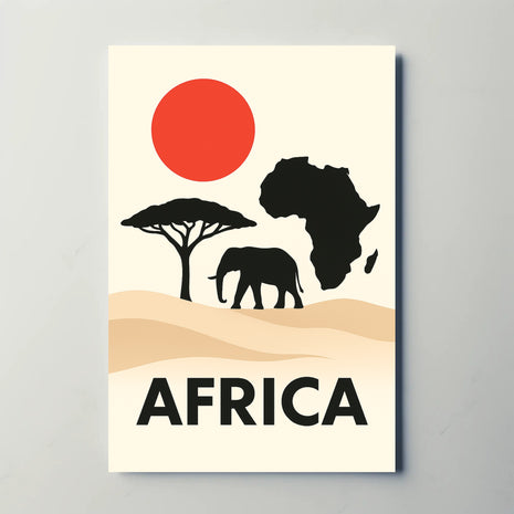 African Wildlife and Landscape Silhouette Cultural Poster