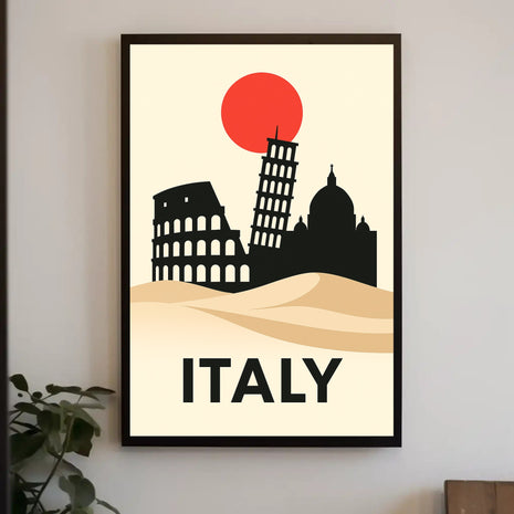 Italy's Iconic Landmarks Modern Travel Poster