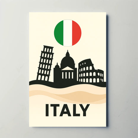 Italy's Iconic Landmarks Minimalist Travel Poster