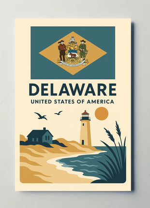 Delaware Coastal Vintage Travel Art Poster