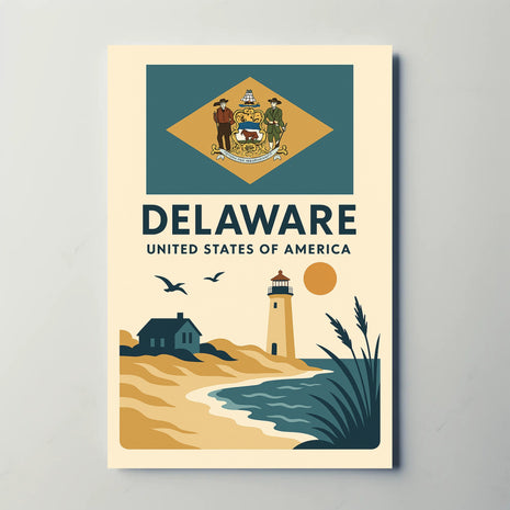 Delaware Coastal Vintage Travel Art Poster